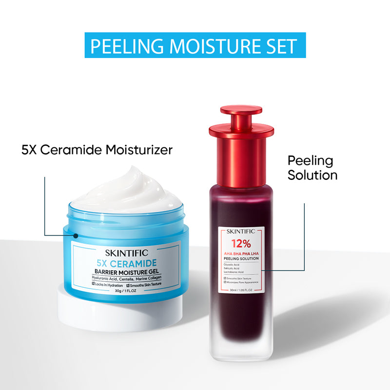 2PCS PAKET-SKINCARE SET | 12% ACID PEELING SOLUTION SERUM 30ML & 5X CERAMIDE BARRIER MOISTURIZER GEL 30G