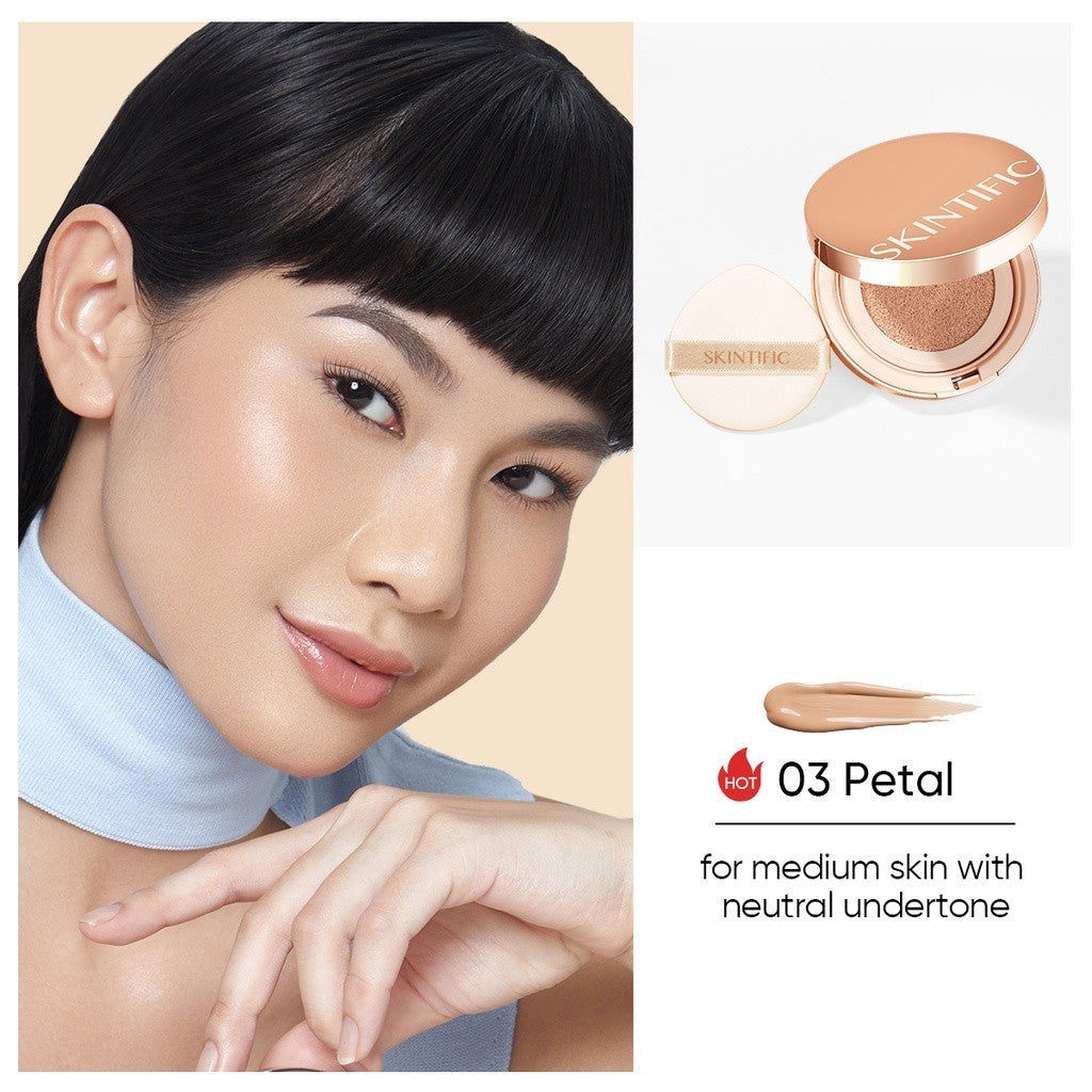 SKINTIFIC Cover All Perfect Cushion Foundation Full & High Coverage Flawless Healthy Glow Makeup Waterproof Long-Lasting