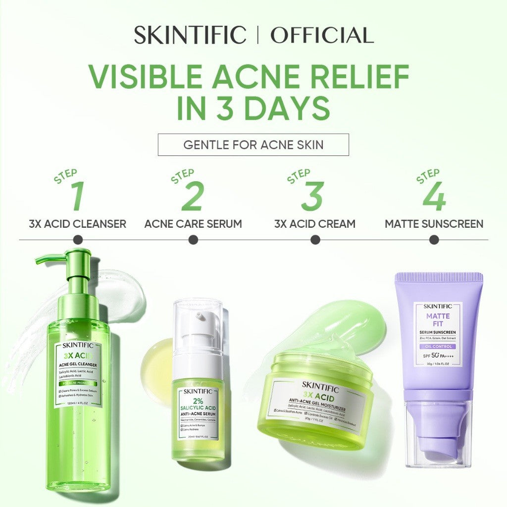 SKINTIFIC 4PCS Sunblock Set SPF 50+ PA++++-Cleanser,Serum,Cream&Sunscreen Skincare | Fades Spots,Brightens,Repairs,Acne