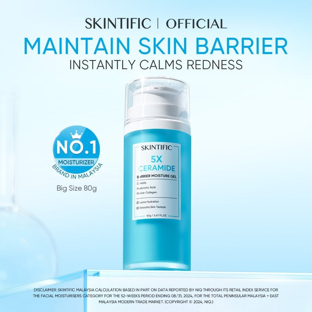 SKINTIFIC 5X Ceramide Barrier Repair Moisture Gel 80g Soothing Moisturizer Skincare Moisturiser Day Night Cream Centella