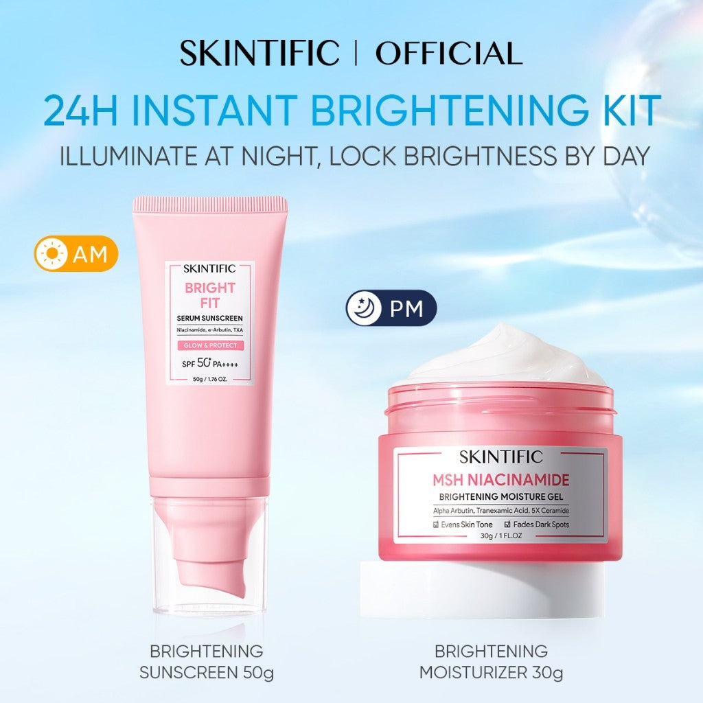 SKINTIFIC Bright Fit Serum Sunscreen SPF50+ PA++++ UV Tone Up Tinted Skin Whitening Brightening Niacinamide