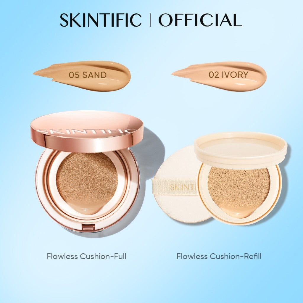 SKINTIFIC Cover All Perfect Cushion Foundation Full & High Coverage Flawless Healthy Glow Makeup Waterproof Long-Lasting