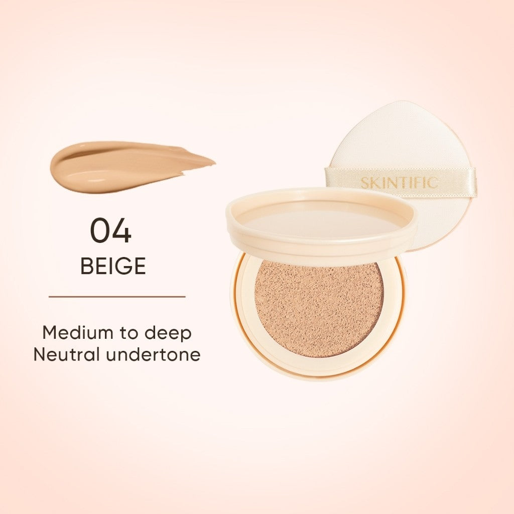 SKINTIFIC Cover All Perfect Cushion Foundation Full & High Coverage Flawless Healthy Glow Makeup Waterproof Long-Lasting