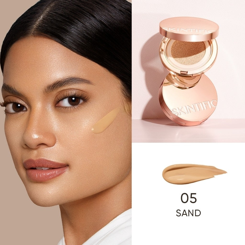 SKINTIFIC Cover All Perfect Cushion Foundation Full & High Coverage Flawless Healthy Glow Makeup Waterproof Long-Lasting