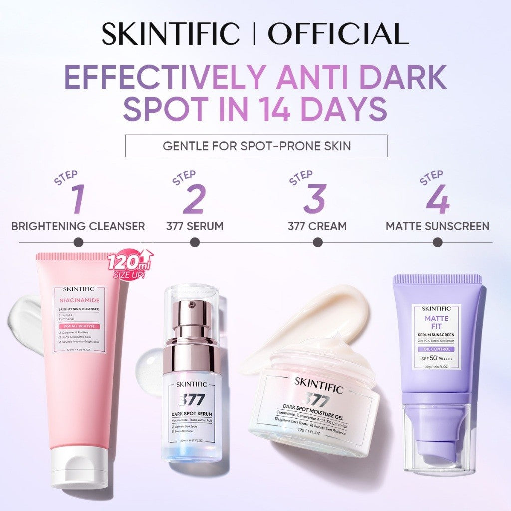 SKINTIFIC 4PCS Sunblock Set SPF 50+ PA++++-Cleanser,Serum,Cream&Sunscreen Skincare | Fades Spots,Brightens,Repairs,Acne