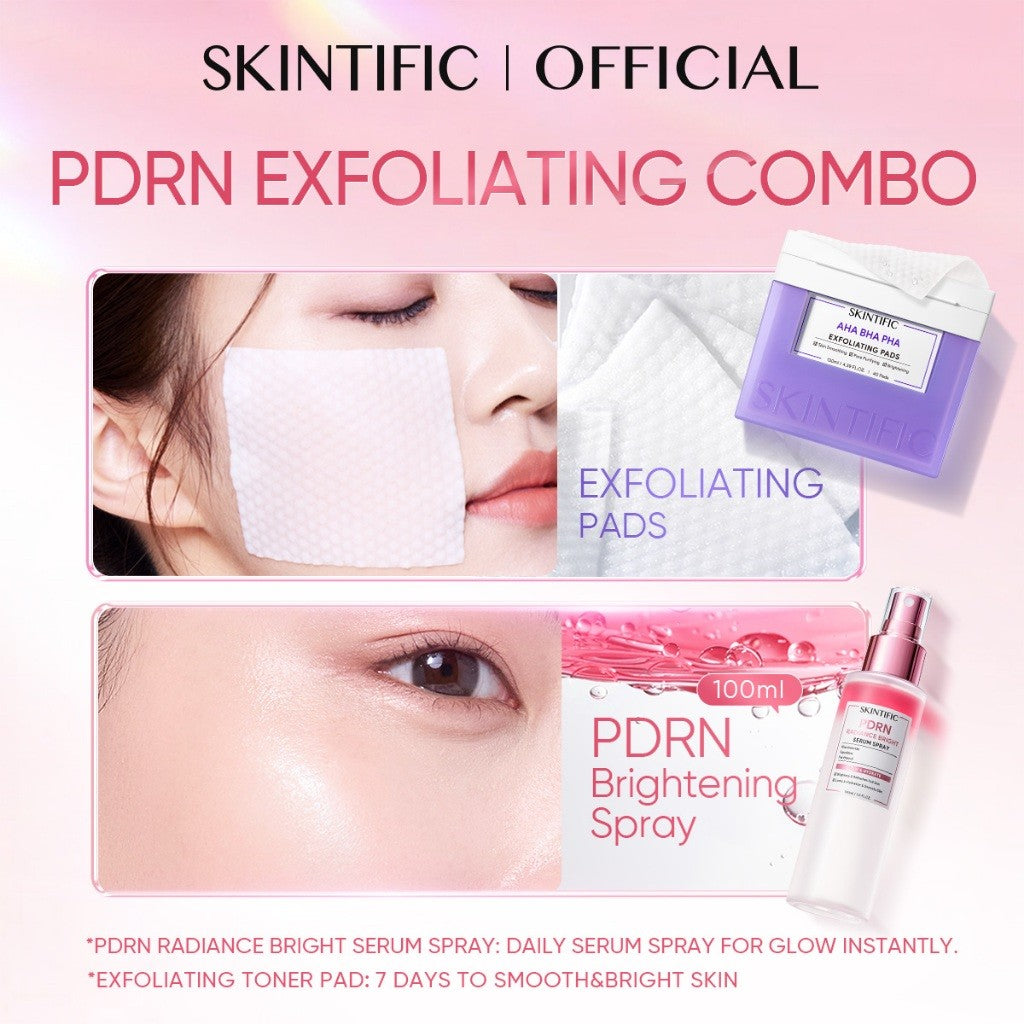 <2pcs>SKINTIFIC Toner Pads+Brightting Mask SetAHA BHA PHA Exfoliating Toner Pads for Pore Purifying&Skin Smooth&Brighten