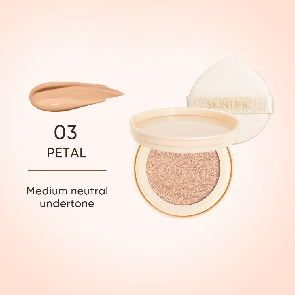 SKINTIFIC Cover All Perfect Cushion Foundation Full & High Coverage Flawless Healthy Glow Makeup Waterproof Long-Lasting