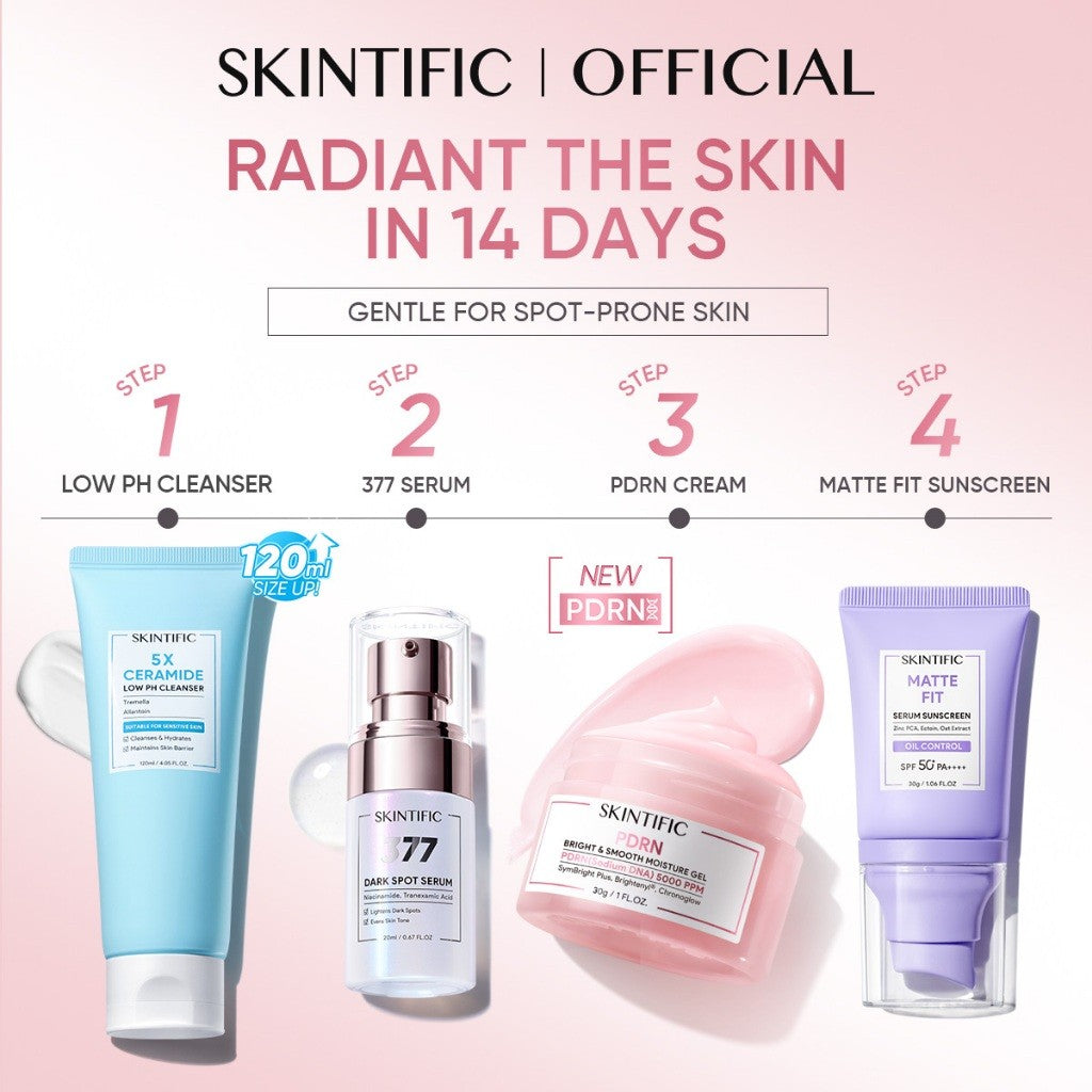 SKINTIFIC 4PCS Sunblock Set SPF 50+ PA++++-Cleanser,Serum,Cream&Sunscreen Skincare | Fades Spots,Brightens,Repairs,Acne