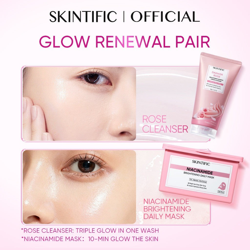 [TOP SELLER]SKINTIFIC Niacinamide Brightening Mask Face Daily Mask Centella 10-minute daily brightening sheet mask 30pcs
