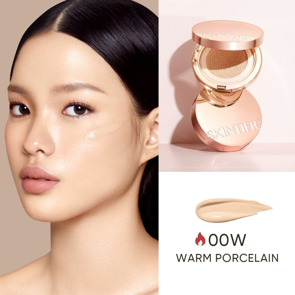 SKINTIFIC Cover All Perfect Cushion Foundation Full & High Coverage Flawless Healthy Glow Makeup Waterproof Long-Lasting