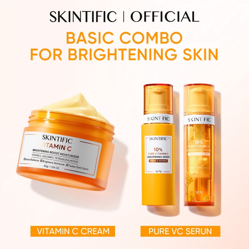 SKINTIFIC 4PCS Sunblock Set SPF 50+ PA++++-Cleanser,Serum,Cream&Sunscreen Skincare | Fades Spots,Brightens,Repairs,Acne