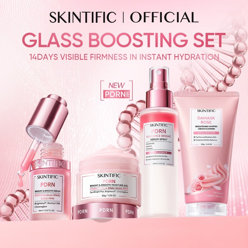 SKINTIFIC 4PCS Sunblock Set SPF 50+ PA++++-Cleanser,Serum,Cream&Sunscreen Skincare | Fades Spots,Brightens,Repairs,Acne