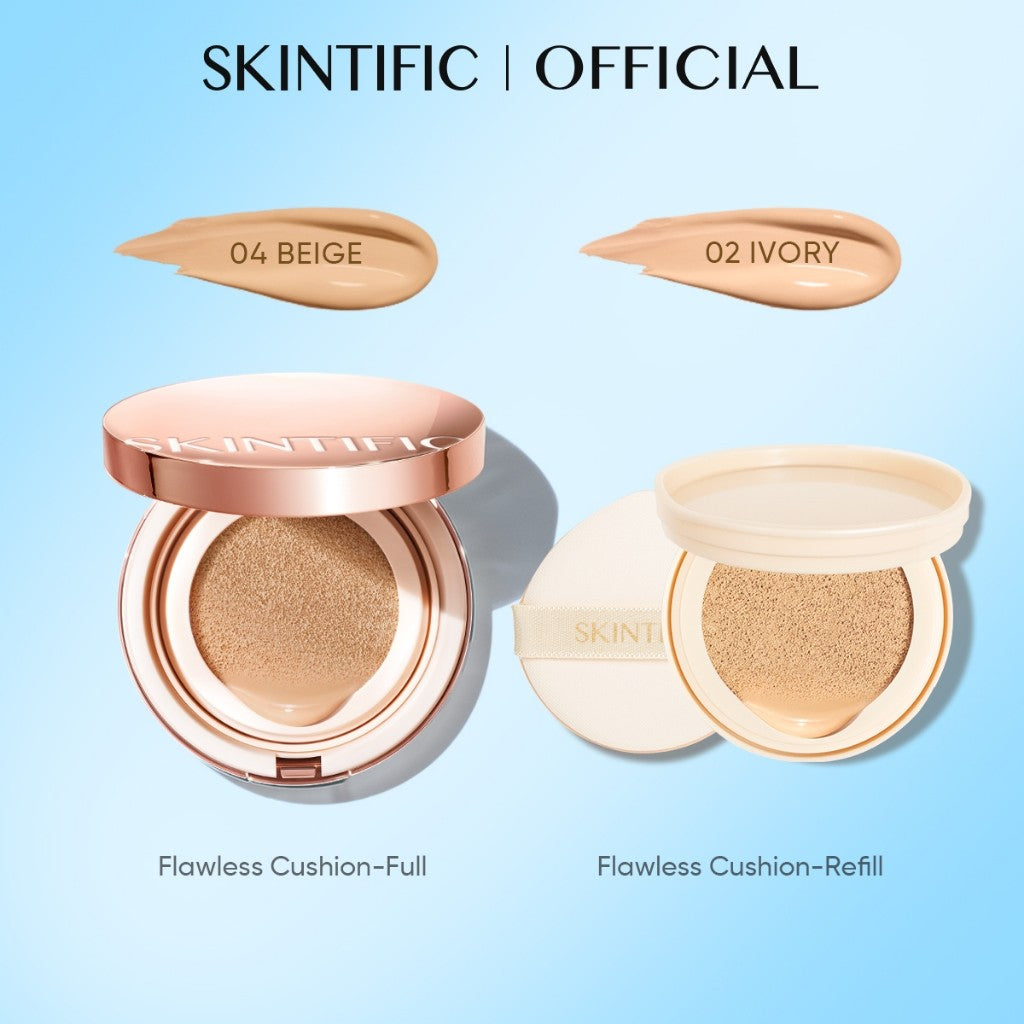 SKINTIFIC Cover All Perfect Cushion Foundation Full & High Coverage Flawless Healthy Glow Makeup Waterproof Long-Lasting
