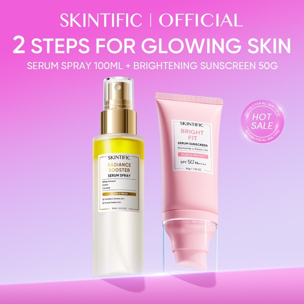 SKINTIFIC Bright Fit Serum Sunscreen SPF50+ PA++++ UV Tone Up Tinted Skin Whitening Brightening Niacinamide