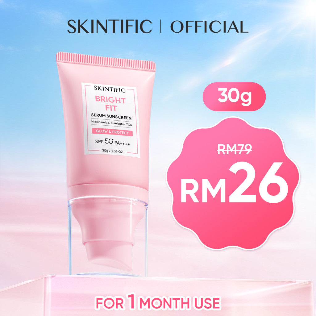 SKINTIFIC Bright Fit Serum Sunscreen SPF50+ PA++++ UV Tone Up Tinted Skin Whitening Brightening Niacinamide