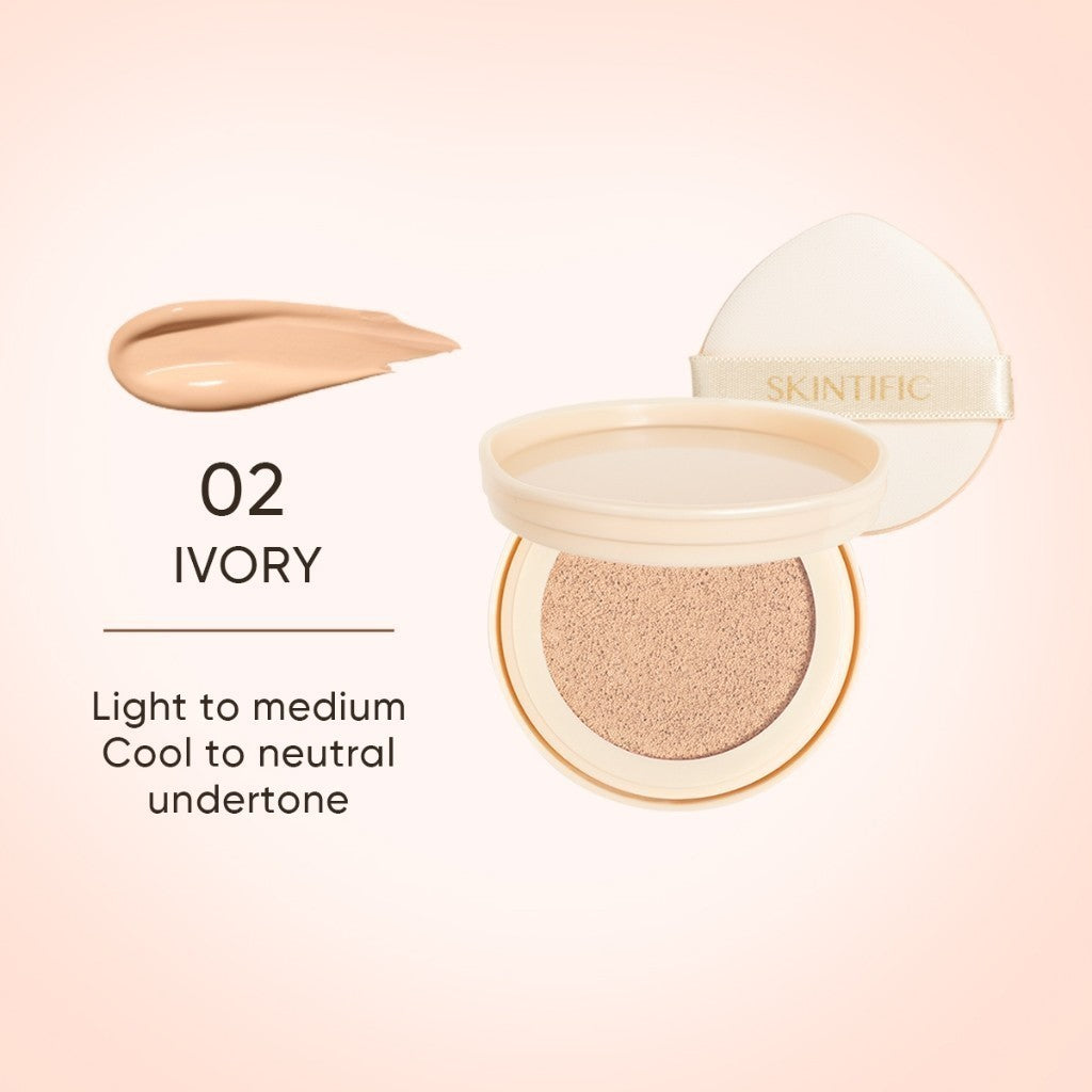 SKINTIFIC Cover All Perfect Cushion Foundation Full & High Coverage Flawless Healthy Glow Makeup Waterproof Long-Lasting