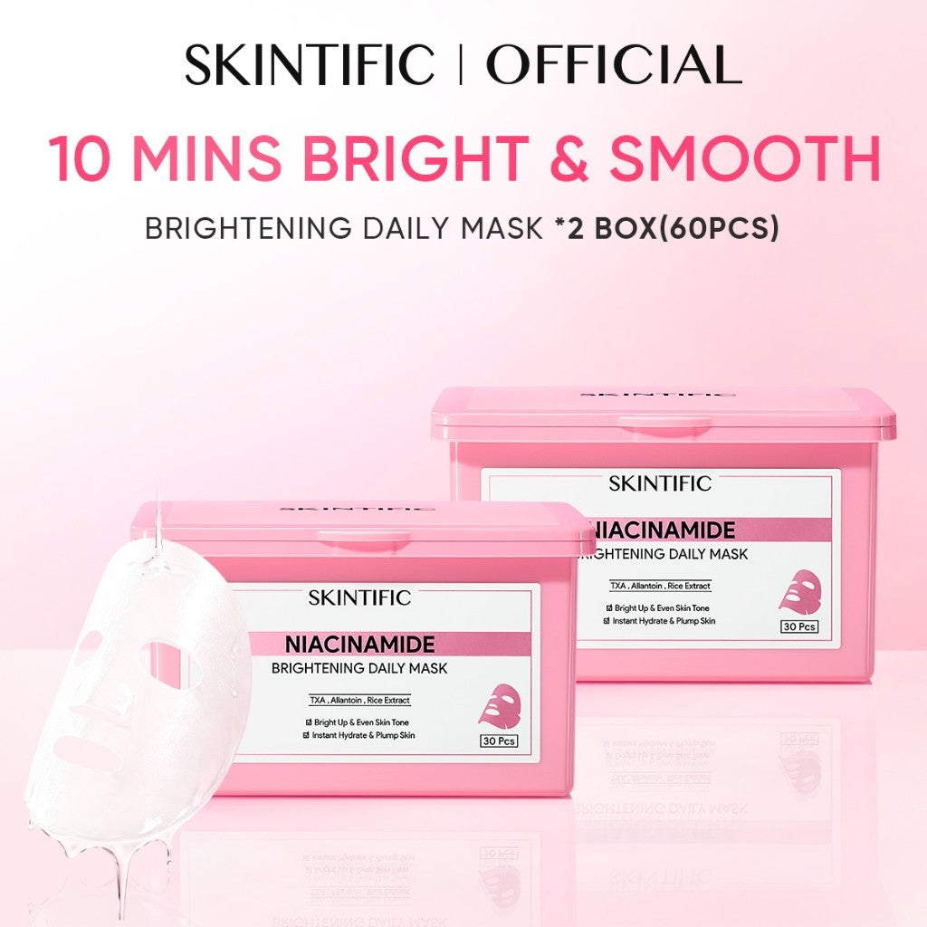 [TOP SELLER]SKINTIFIC Niacinamide Brightening Mask Face Daily Mask Centella 10-minute daily brightening sheet mask 30pcs