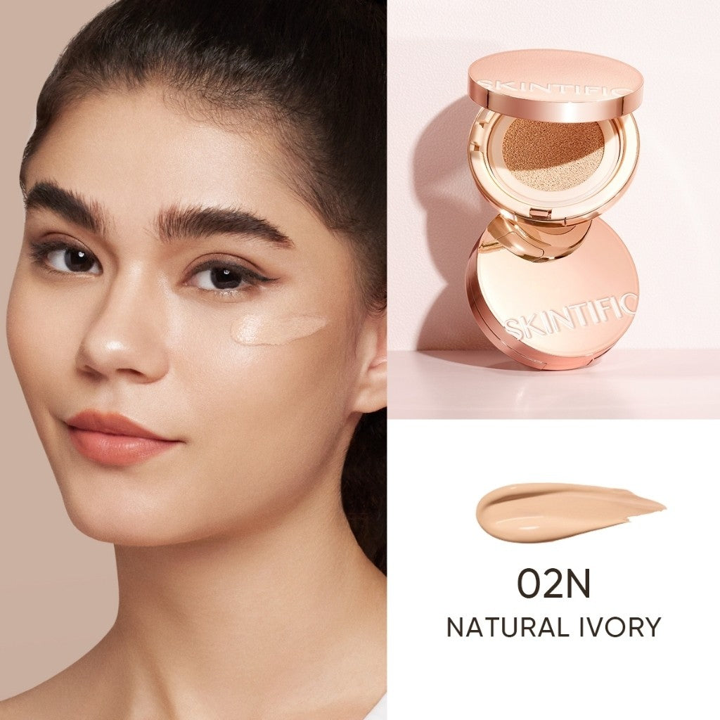 SKINTIFIC Cover All Perfect Cushion Foundation Full & High Coverage Flawless Healthy Glow Makeup Waterproof Long-Lasting