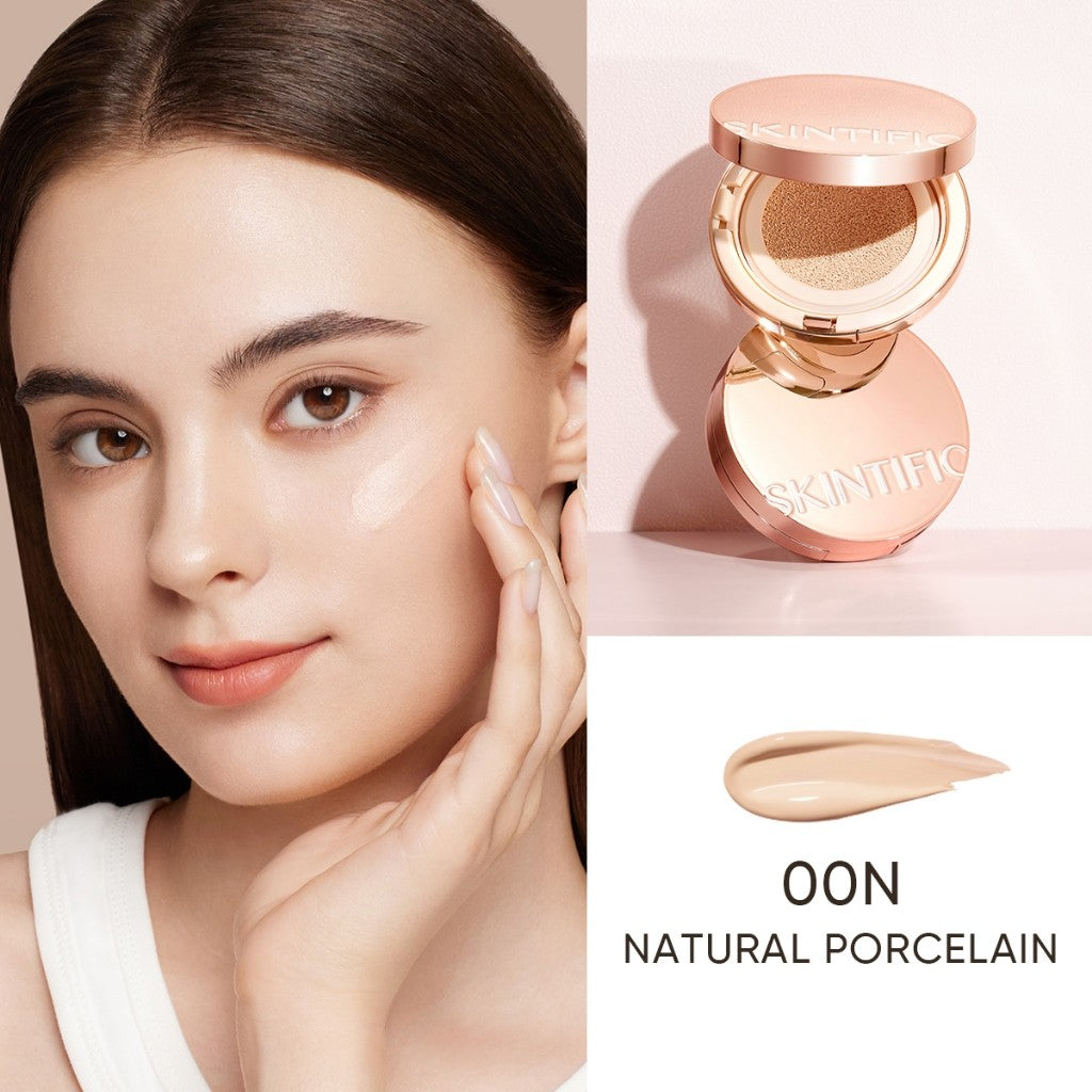 SKINTIFIC Cover All Perfect Cushion Foundation Full & High Coverage Flawless Healthy Glow Makeup Waterproof Long-Lasting