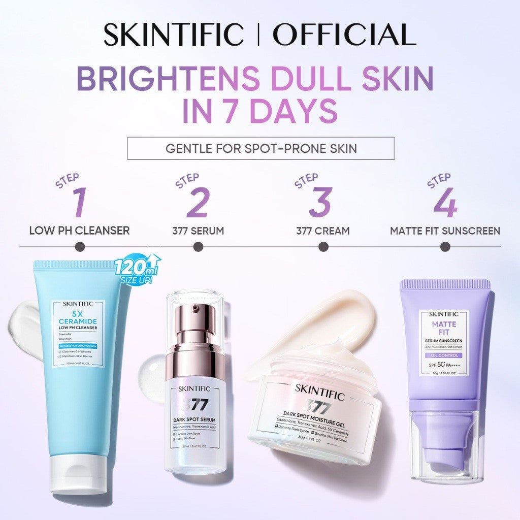 SKINTIFIC 4PCS Sunblock Set SPF 50+ PA++++-Cleanser,Serum,Cream&Sunscreen Skincare | Fades Spots,Brightens,Repairs,Acne