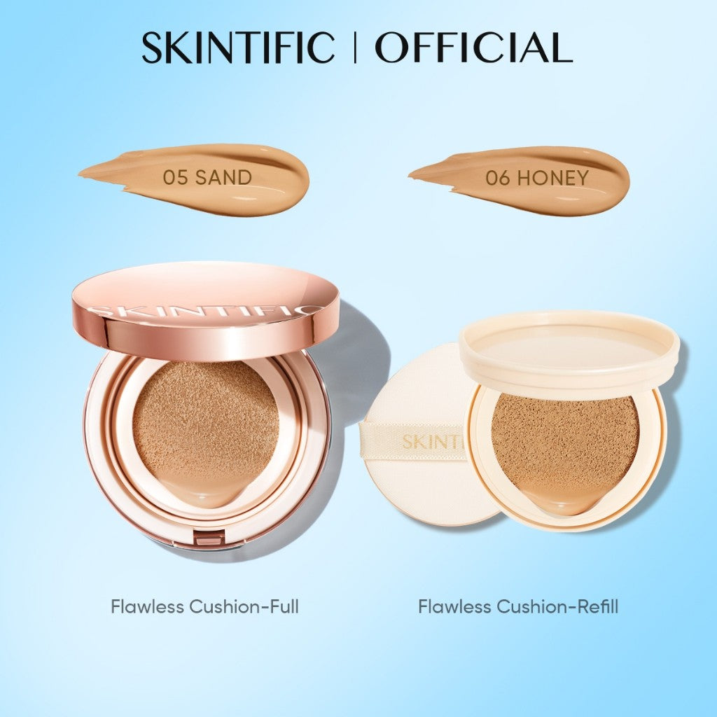 SKINTIFIC Cover All Perfect Cushion Foundation Full & High Coverage Flawless Healthy Glow Makeup Waterproof Long-Lasting