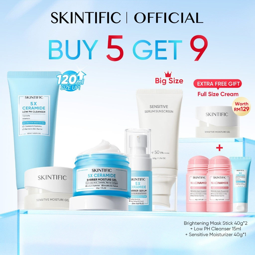 <9pcs Skincare Set>SKINTIFIC Repairing Barrier, Glowing,Fading Spots.PDRN | Moisturiser,Sunscreen,Serum,Cleanser,Toner