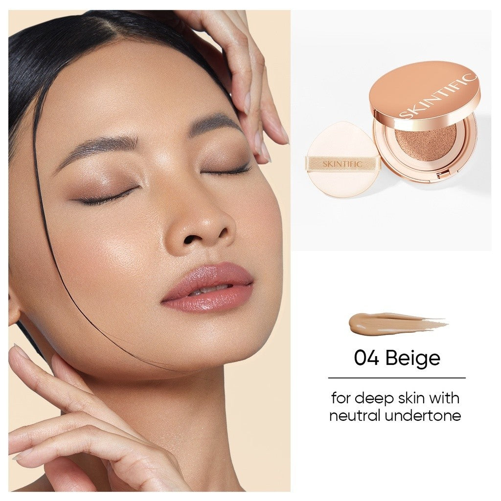 SKINTIFIC Cover All Perfect Cushion Foundation Full & High Coverage Flawless Healthy Glow Makeup Waterproof Long-Lasting