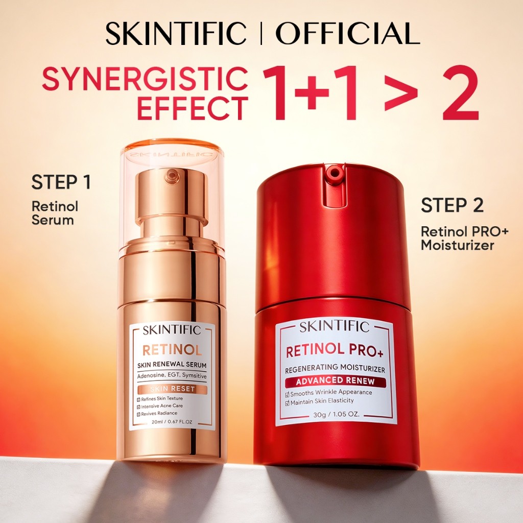 <2pcs Skincare Set>SKINTIFIC Anti-Aging Retinol Set Night Facial care Regeneration Fine Lines Wrinkles-cream,serum