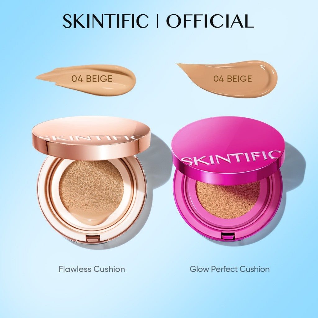 SKINTIFIC Cover All Perfect Cushion Foundation Full & High Coverage Flawless Healthy Glow Makeup Waterproof Long-Lasting