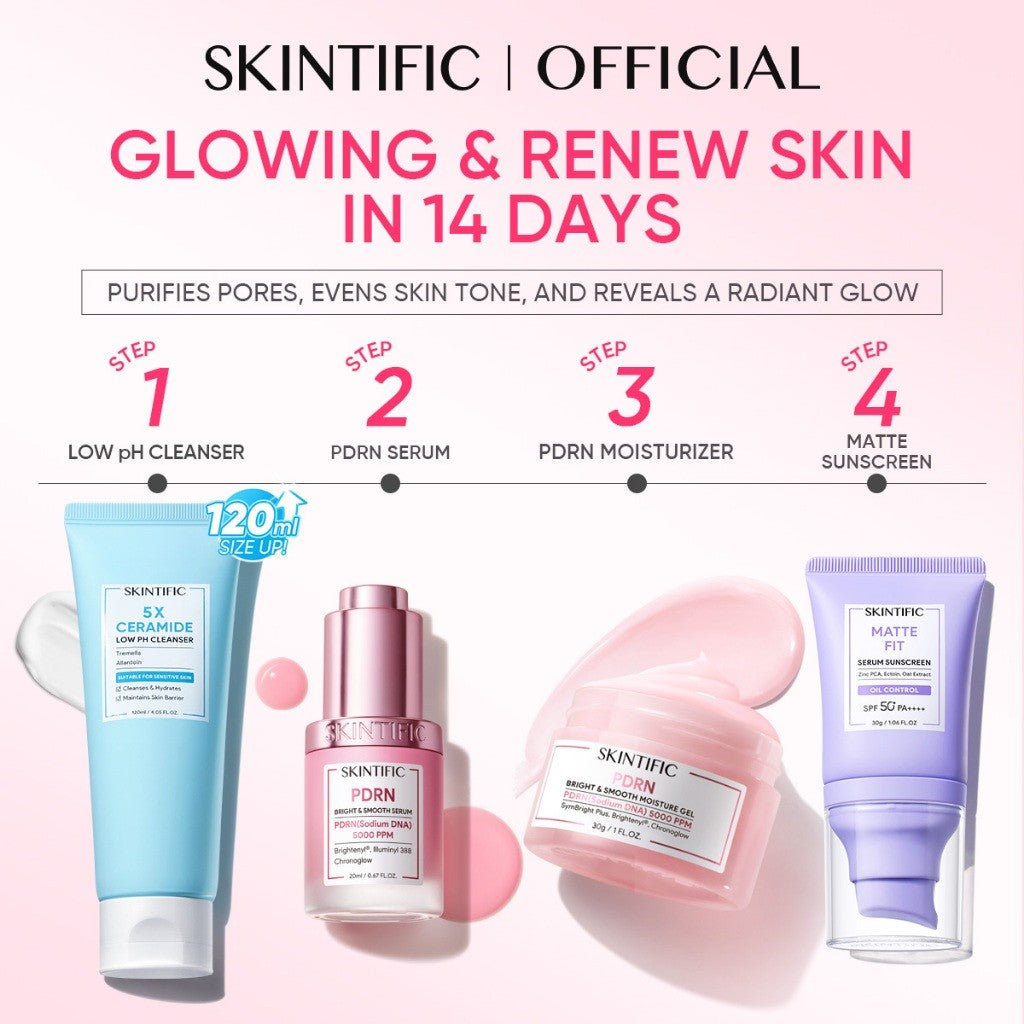 SKINTIFIC 4PCS Sunblock Set SPF 50+ PA++++-Cleanser,Serum,Cream&Sunscreen Skincare | Fades Spots,Brightens,Repairs,Acne