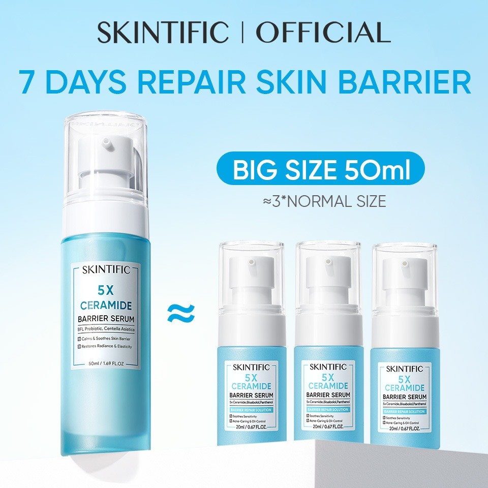 SKINTIFIC 5X Ceramide Skin Barrier Repair Serum Skincare Serum muka  Centella Essence Radiance Glowing Acne scars
