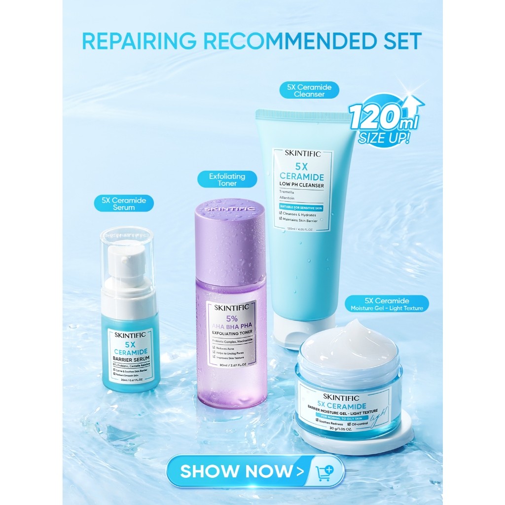 SKINTIFIC 5X Ceramide Moisture Gel Light-Texture Oil-control Moisturizer Barrier Repair Day Cream Absorb 10s Pre-makeup