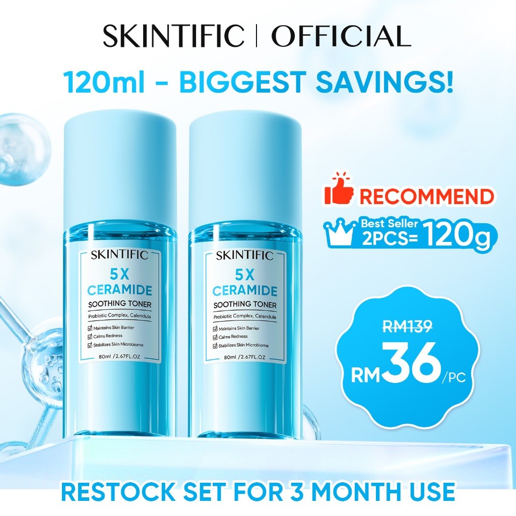 SKINTIFIC 5X Ceramide Soothing Skin Barrier Repair Toner hydrating toner simple toner skincare 80ml