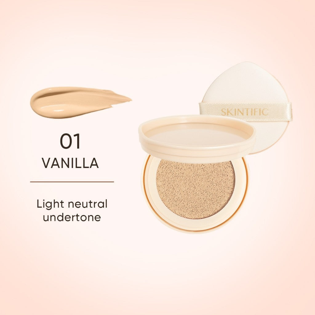SKINTIFIC Cover All Perfect Cushion Foundation Full & High Coverage Flawless Healthy Glow Makeup Waterproof Long-Lasting