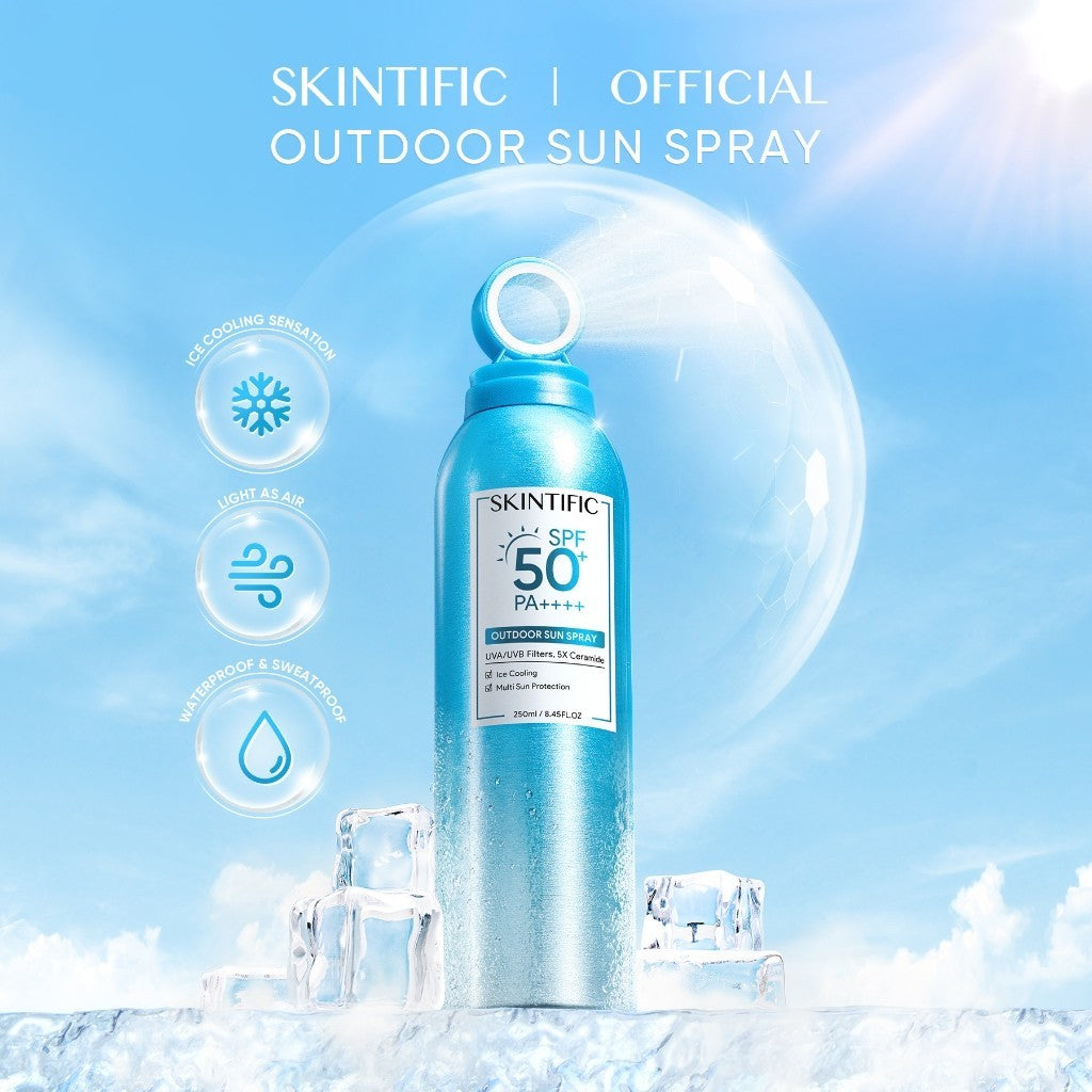 SKINTIFIC Outdoor Sun Spray Sunscreen Mist SPF50+ PA++++ Light Sweatproof Waterproof UV Protection 5X Ceramide (250ml)
