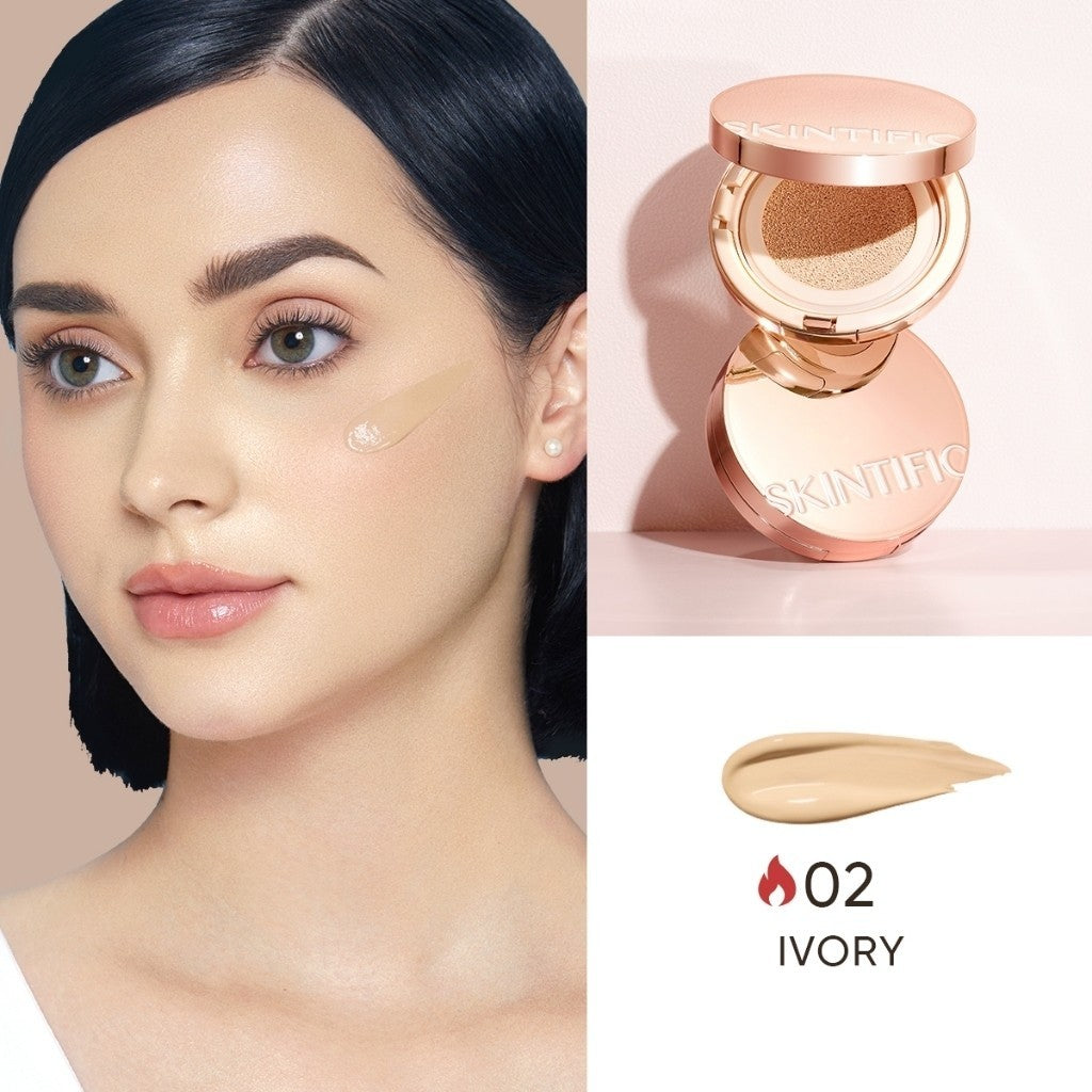 SKINTIFIC Cover All Perfect Cushion Foundation Full & High Coverage Flawless Healthy Glow Makeup Waterproof Long-Lasting