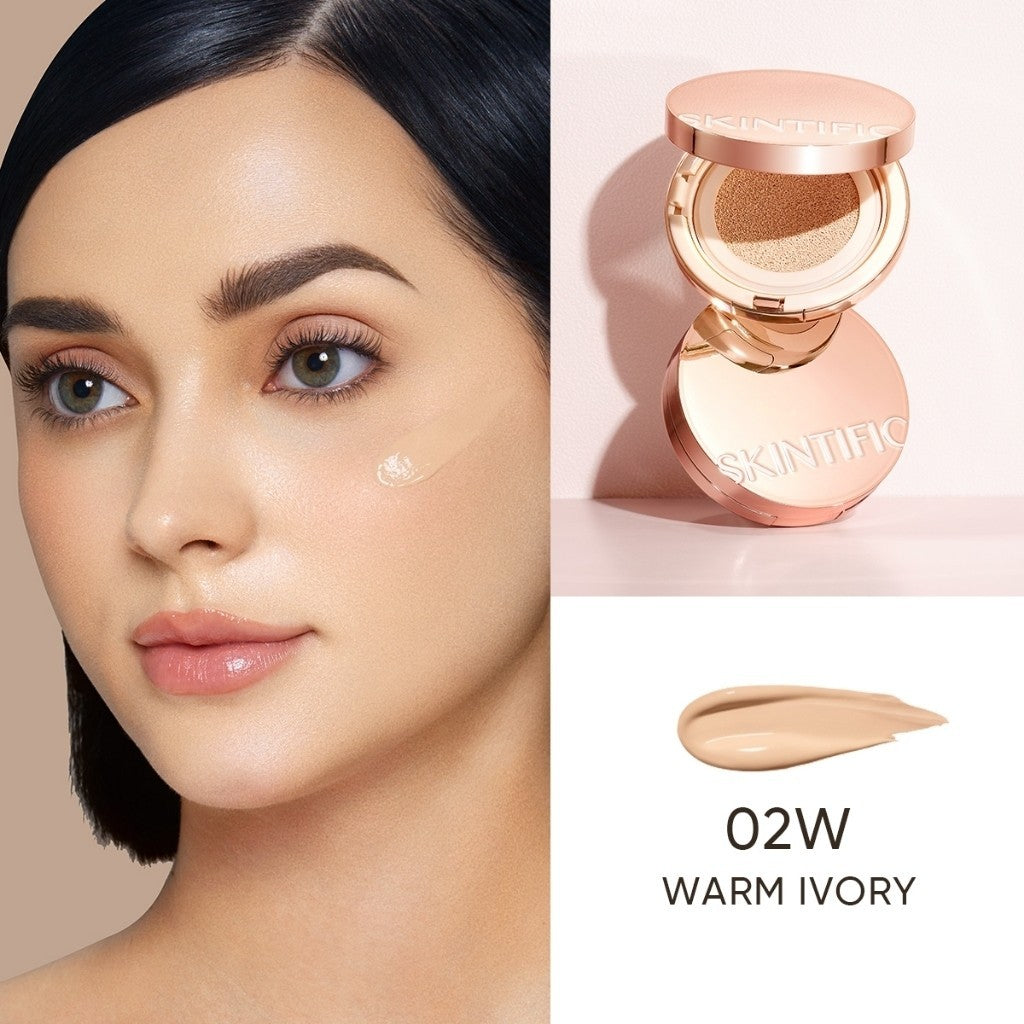 SKINTIFIC Cover All Perfect Cushion Foundation Full & High Coverage Flawless Healthy Glow Makeup Waterproof Long-Lasting