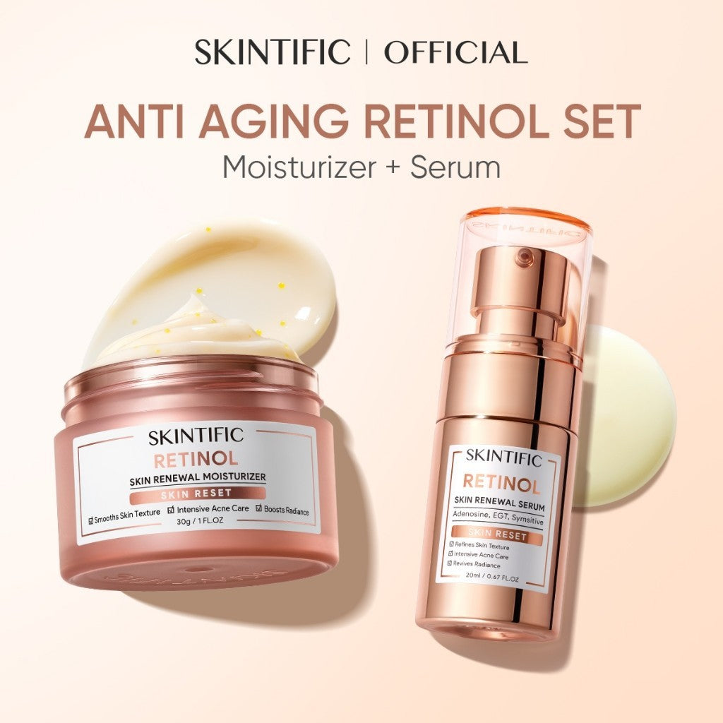 <2pcs Skincare Set>SKINTIFIC Anti-Aging Retinol Set Night Facial care Regeneration Fine Lines Wrinkles-cream,serum