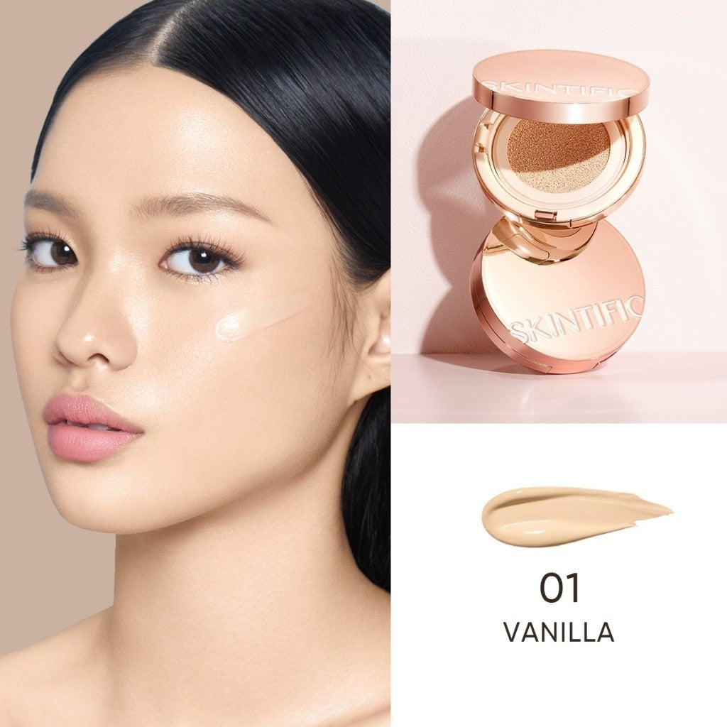 SKINTIFIC Cover All Perfect Cushion Foundation Full & High Coverage Flawless Healthy Glow Makeup Waterproof Long-Lasting